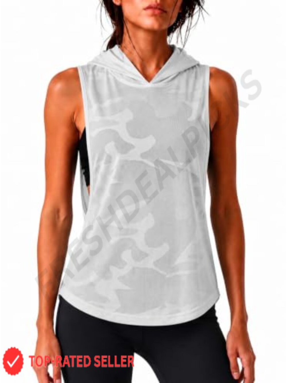 Sleeveless Hoodie Tank Top Birdseye Mesh Open Side Workout Gym Yoga Active